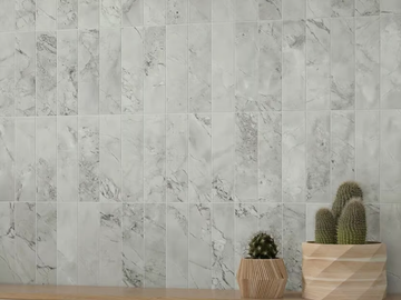 MINIATURE SCULTOREA FOAM GREY - Porcelain stoneware wall tiles with marble effect by Marca Corona - view 2